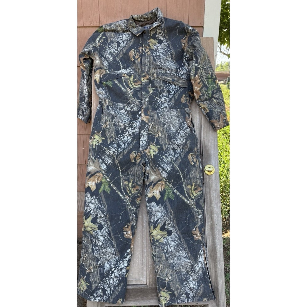 VTG Jerzees Outdoors Camo Mossy Oak‎ Lined Hunting Full Coverall Suit Size 2XL